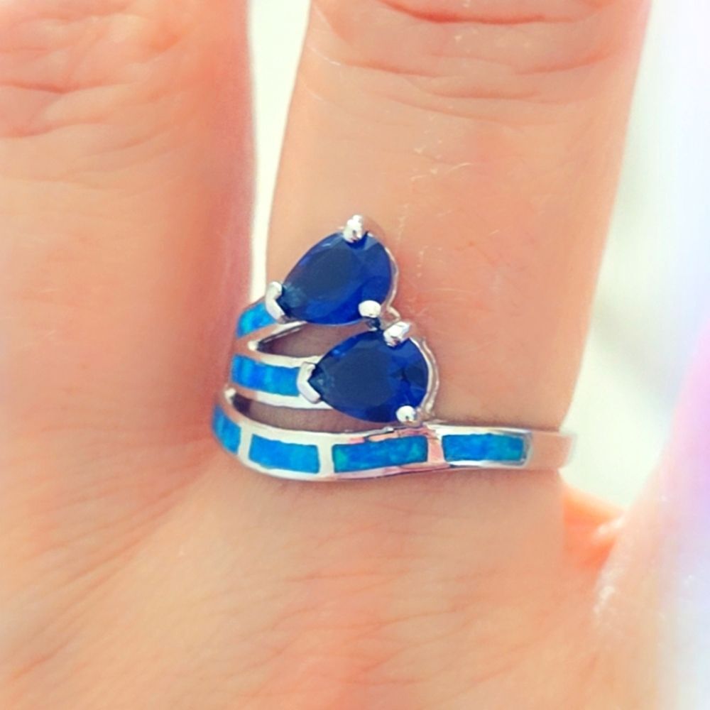 Sapphire & Opal Sterling Silver Gemstone Ring